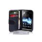 Sony Xperia Miro Shell Case Black PU Leather Wallet Case (Accessory)