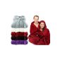 Cuddly fleece bathrobe with hood - available a 5 fashionable colors and 5 sizes - unisex & calf length, L, bordeaux (household goods)