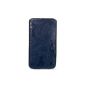 Media Devil Samsung Galaxy S5 Leather Folio (Dark blue with cream-colored stitching) - Artisanpouch shell made of genuine leather with European pull tab (Electronics)