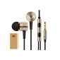 Origin Xiaomi 2nd Piston cable Headphones 1.2 m, 3.5 mm in-ear headphones with remote and microphone, color crystal & silver & gold, for every smart phone / tablet / Ipad / Iphone compatible with Xiaomi, Samsung Galaxy, LG, HTC, Sony, Apple iPhone / iPod / iPad, MP3 players, Nokia, HTC, Nexus, BlackBerry (gold) (Electronics)