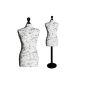 LUK-MAL sewing Bust Female mannequin 40/42 Cover Ecru / Black floral pattern Round Walk or tripod
