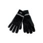 H-COM-1 Knitted Thinsulate gloves with fleece lining - Gloves for women and men SML XL black gray (Textiles)