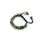 Elegant Fortune Coins Jade bracelet green jade pieces 10x10x3 mm, adjustable Cordon Brown 7-10 pouces- Fortune Feng Shui Jewelry (Jewelry)