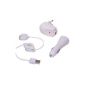 3in1 Accessories Set for iPod and iPhone (Car charger, data cable, USB power supply) White (Electronics)