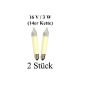 netSells® * small stem candle * Replacement Lamp for candle arches u. lights * 16 V 3W * f. * inward set of 2 * ivory