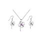Jewelery set 3 pieces - pendant and earrings Four-leaf clover - Swarovski Elements crystal (Jewelry)