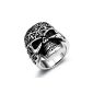 JewelryWe Jewelry Ring Human Skull Skull Gothic Devil Biker Biker Anchor Manuel Tribal Vintage Halloween Christmas Stainless Steel Rings Fancy Color Black Silver Men With Gift Bag (Ring Size 62) (Jewelry)