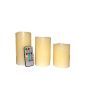 3 Wax Candles genuine - LED Batteries, Flame Vacillante - Multi colors - Height: 15cm, 10cm and 12.5cm