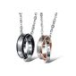 JewelryWe Jewellery Steel Couple Necklace, 2 rings interlock with 