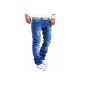 MT mens jeans, straight fit, thickness seam, blue-green RJ-118 (Textiles)