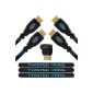 Twisted Veins 2 pieces 1.8m HDMI High Speed ​​cable with high-quality fabric jacket + angle adapters and Velcro cable ties (latest version supports Ethernet, 3D and Audio Return) (Electronics)