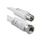 1aTTack Coaxial / SAT connection cables (F connectors on coaxial coupling, 2.5m) White (Accessories)