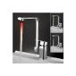 Auralum® Elegant LED RGB mixer faucet single lever mixer Kitchen Faucet Waterfall Faucet Sink Kitchen (Misc.)