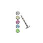 Steel Piercing Set, a labret with 4mm plate in 1.2 x 6 mm + 5 colored balls in 3 mm (jewelry)