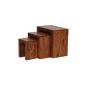 FINEBUY Sheesham 3-piece set table Solid hardwood side table coffee table