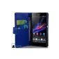 Cadorabo!  Sony Xperia Z (1st generation) Leather Cover book style in blue (Wireless Phone Accessory)