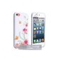 Case iPod Touch 5G Case White / Pink Floral Silicone Gel Case (Electronics)