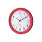 Radio controlled wall clock TFA 60.3512.05 red metallic with Silent Sweep Clockwork 300 mm (electronic)