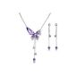 Arco Iris 3007801 Jewelry Set necklace and earrings with Swarovski crystal butterfly shaped Violet (Jewelry)