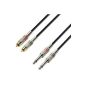 Adam Hall Cables K3TPC0100 Audio Cable 2 x RCA male to 2 x 6.3 mm Jack mono 1 m (electronic)