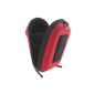 Camera bag with nylon surface including wrist strap and carabiner -. Size M compact camera - Red (Electronics)