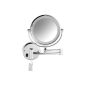 VELMA - SWITCH AROUND - LED208 7x - Double-sided illuminated LED vanity mirror - 7x magnification + Normal size - adjustable in all directions - High gloss chrome-plated brass - no plastic - can be completely against the wall flaps - High quality!