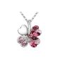 Clover necklace with beautiful crystals in Red (4005) (Jewelry)