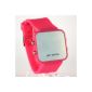 LED Watch Mirror watch color - silicone bracelet - 10 available colors - fuchsia color (Watch)