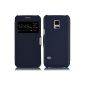 JAMMYLIZARD | Windows Flip Case Cover for Samsung Galaxy Mini S5, dark blue (accessory)