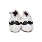 Soft Leather Baby Shoes White Moustache 6/12 months (Baby Care)