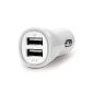 deleyCON Dual USB Car Charger (USB Car Charger) for 2 units - 3.1A / 3100mA (2.1A + 1A) / 2 Port USB Car Travel Charger - white - for mobile / tablet / camera (iPhone, iPad, iPod, Sony Experia, Nokia Lumia, HTC, LG, Samsung Galaxy models, MP3 player) (Electronics)