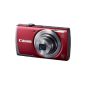 Canon Powershot A3500 IS Digital Camera 16 Mpix Screen 7.5 cm USB WiFi Red (Electronics)