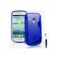 TPU Silicone Gel Case S-Series Case Cover For Samsung Galaxy S3 Mini i8190 Gt + Mini Stylus + Screen Protector (Blue) (Wireless Phone Accessory)