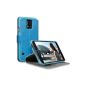 Terrapin Case Cover Ultra-thin leather With The Function Stand for Samsung Galaxy S5 - Blue (Accessory)