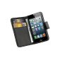 TRIXES Leather Folio Protective case with flap for iPhone 4 4S Black (Accessory)