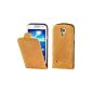 Perfect Case ® style Better premium quality Real Leather Flip Case for Samsung Galaxy S4 Mini GT-i9195 - Brown (Electronics)