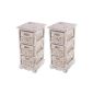 2x Shelves Dresser with 3 drawers basket 58x25x28cm, Shabby chic vintage white ~