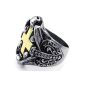 Konov Jewelry Ring Man - Gothic Skull Cross - Stainless Steel - Rings - Fantasy - Men - Black Color Gold Silver - With Gift Bag - F23527 - Size 68 (Jewelry)