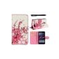Hunye Cover PU Leather Wallet Case for Sony Xperia E1 / E1 Dual Case Plum Flower Protective Case with Stylus (Electronics)