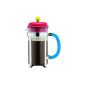 Bodum Chambord Coffee Caffettiera Color, Special Edition 70 years Bodum (red cap - yellow knob - dark blue handle, 1.0 liters - max 8 cups.)