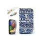Lusee® PU Leather Case for Motorola Moto E PU Leather Cover Book Style Protective Silicone Case Cover Art Leather Flip leather back cover case with stand function + Free foil and dust Elephant Blue (Electronics)