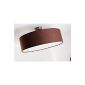 Ceiling lamp with brown fabric shade 50 cm diameter