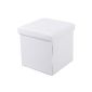 Songmics Stool Pouf Cube Dice Foldable Safe Storage White LSF103