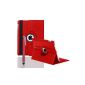 SMARTPHONEZ_UK Swivel Leather Case 360 ​​+ screen protector for Apple iPad 2/3/4 red