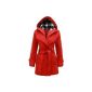 Amber Apparel - Coat Women with Belt and Hood Military Style Polar Trench (Clothing)
