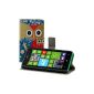 kwmobile® chic leather case for Nokia Lumia 625 with media function.  Owl pattern (Red Blue etc.)!  (Wireless Phone Accessory)