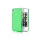doupi® PerfectFit TPU Case for Apple iPhone 4 4S with built-in dust plugs (green) Dust Matt Clear Case silicone shell Bumper Cover Cover Matt Transparent green + bonus (1x Protector) (Electronics)