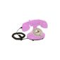 OPIS cable FunkyFon: Telephone rotary dial sinuous 1920s style with modern electronic bell (pink) (Office Supplies)