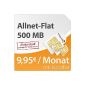DeutschlandSIM Flat S 500 [SIM, Micro SIM and nano-SIM] monthly termination (500MB data Flat with max. 7.2 Mbit / s, telephony Flat, 9ct per SMS, 9,95 Euros / month) O2 network (Accessories)