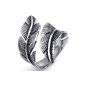 Konov Jewelry Ring Man - Retro Angel Feather - Stainless Steel - Rings - Fantasy - Men and Women - Color Black Silver - With Gift Bag - F23398 - Size 54 (Jewelry)